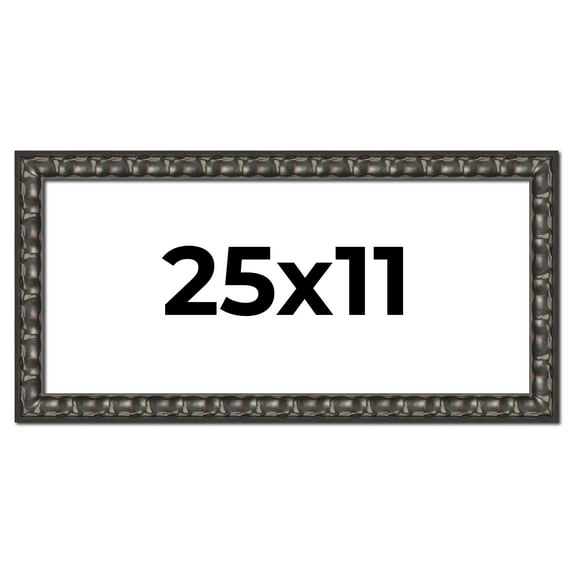 25x11 Frame Black-Brown Medieval Solid Wood Picture Frame | 1.5 Inch Moulding Width | Gotham