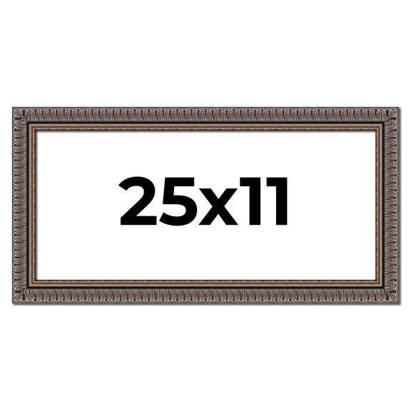 25x11 Frame Black Feather Payton Ornate Solid Wood Picture Frame Width 1.75 Inches | Interior Depth