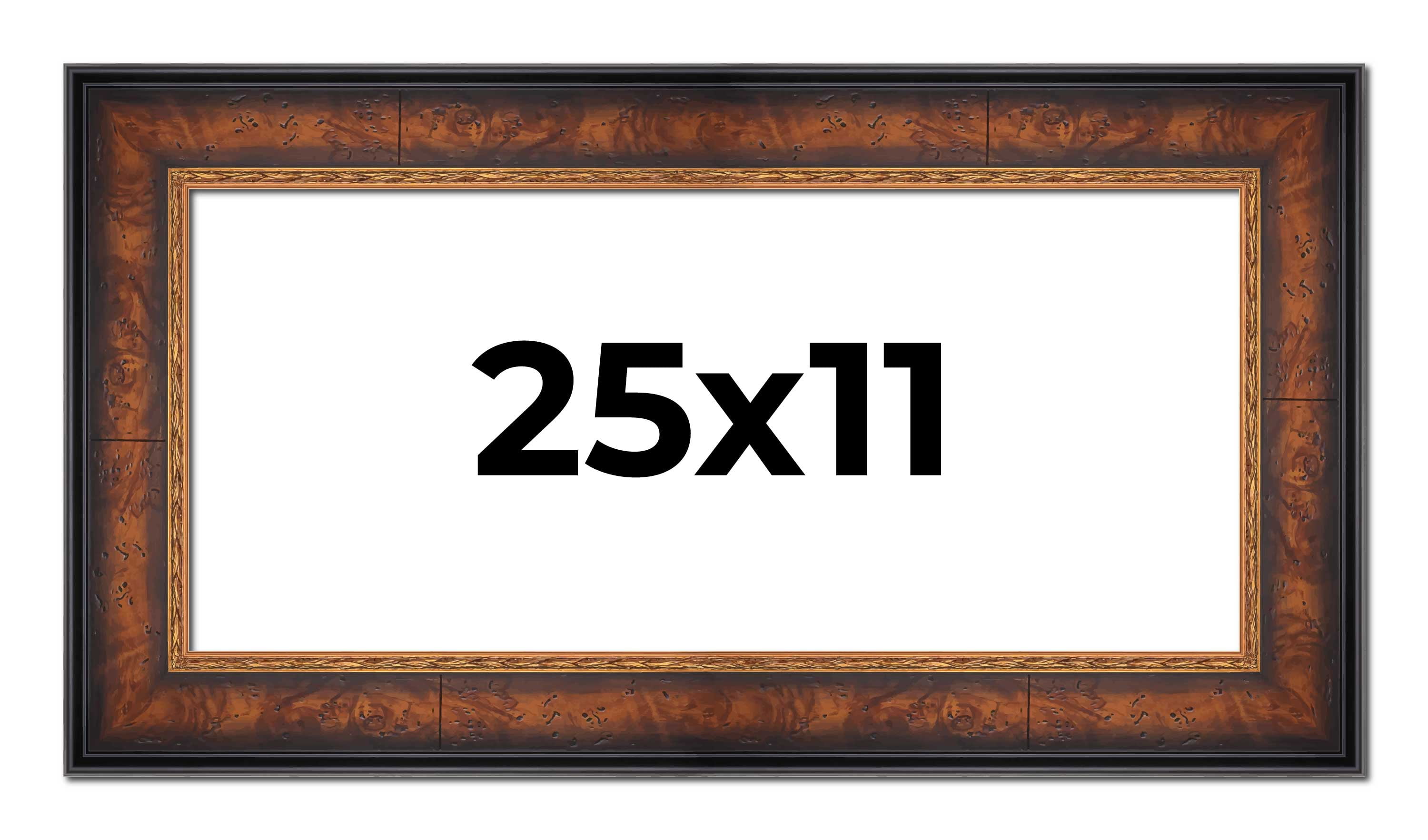 25x11 Frame Brown Walnut Gold Ornate Trim Solid Wood Plein Air Picture ...