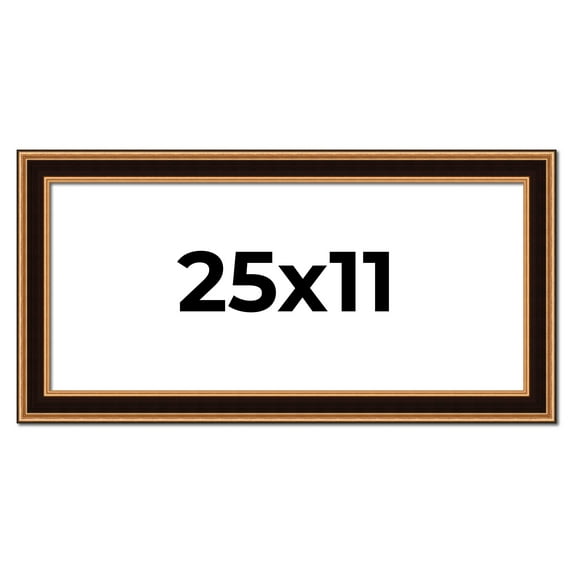 25x11 Frame Gold Brown Plein Air Vintage Solid Wood Picture Frame | 1.75 Inches Moulding Width |
