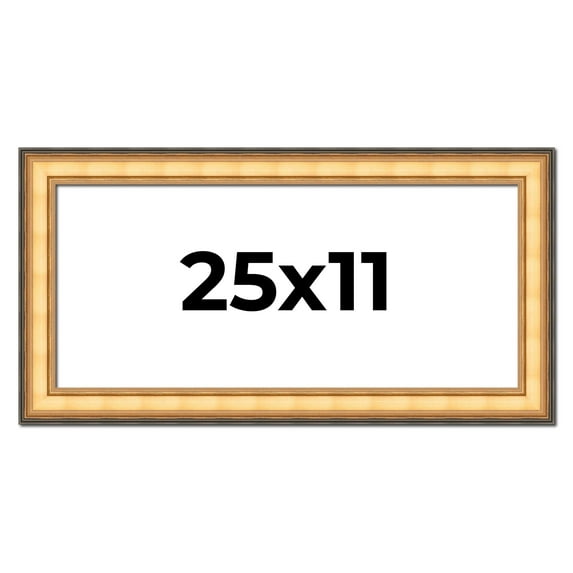 25x11 Frame Gold Plein Aire Solid Wood Picture Frame Width 2 Inches | Interior Frame Depth 0.5