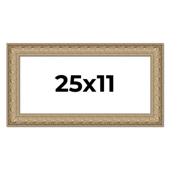 25x11 Frame Ornate Silver Beaded Solid Wood Picture Frame Width 2.5 Inches | Interior Depth 1