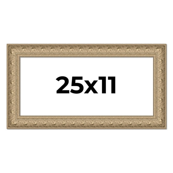 25x11 Frame Ornate Silver Beaded Solid Wood Picture Frame Width 2.5 Inches | Interior Depth 1