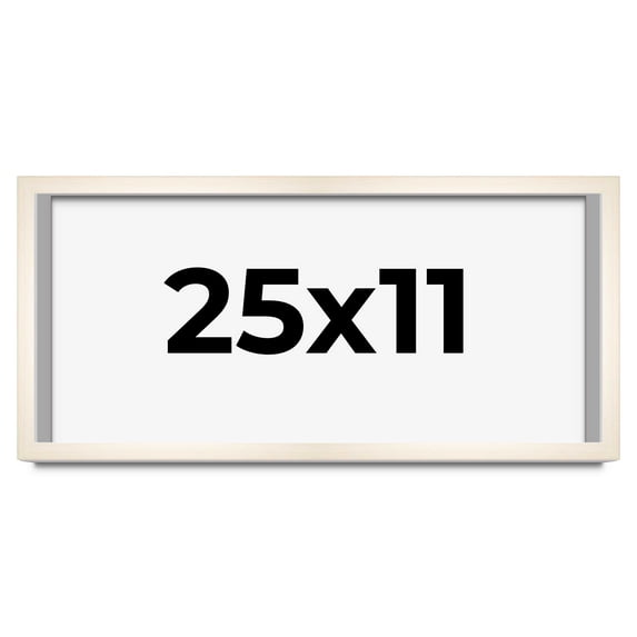 25x11 Frame White Wash Solid Wood Picture Frame | 0.75 Inch Moulding Width | Includes UV Acrylic