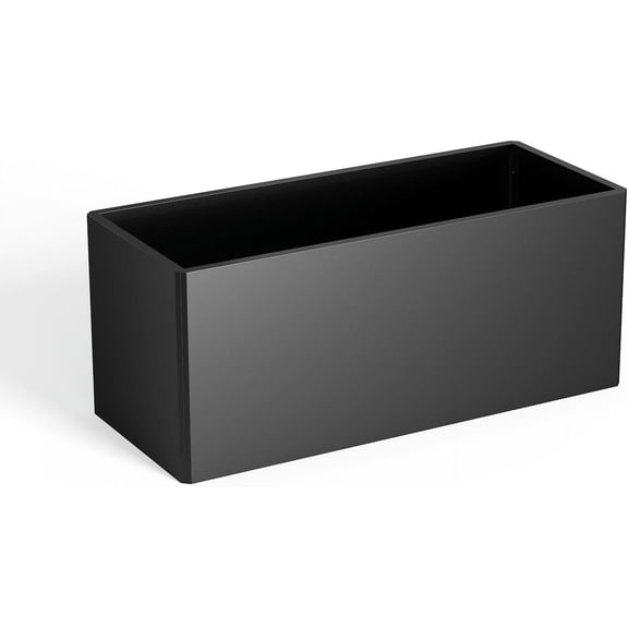 25x11x13 Inches Metal Planter Box Rectangular Trough Low Planters Galvanized Steel Container All-Weather Durable with 4 Drainage Holes for Yard Front Porch Patio, Black