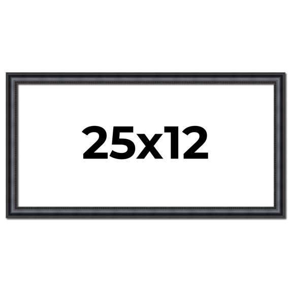 25x12 Frame Black Real Wood Picture Frame Width 1.25 inches | Interior Frame Depth 0.5 inches |