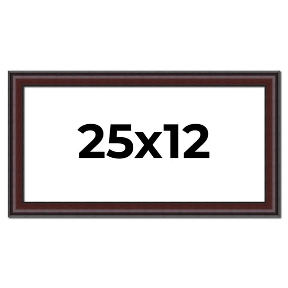 25x12 Frame Brown Round Mahogany Solid Wood Picture Frame | 1.625 Inch Moulding Width | with UV