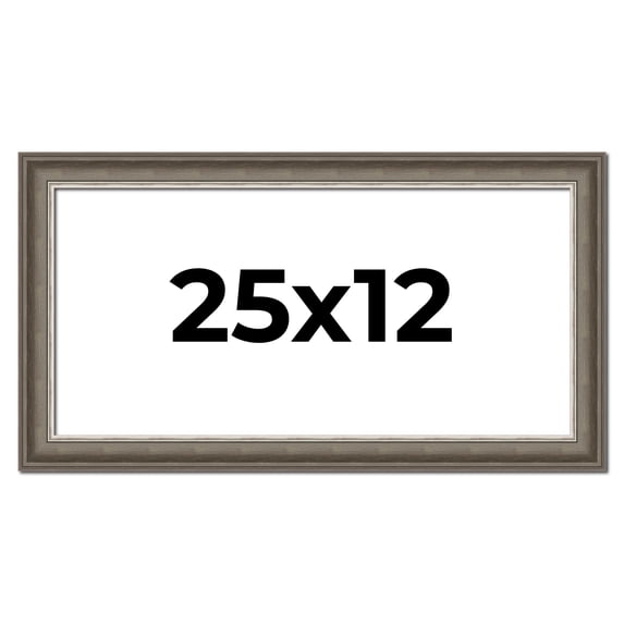 25x12 Frame Brown Solid Wood Picture Frame | 1.75 Inch Moulding Width | Austin Frame Complete with