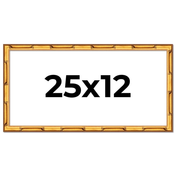25x12 Frame Gold Bamboo Picture Frame - Complete Modern Photo Frame Includes UV Acrylic Shatter