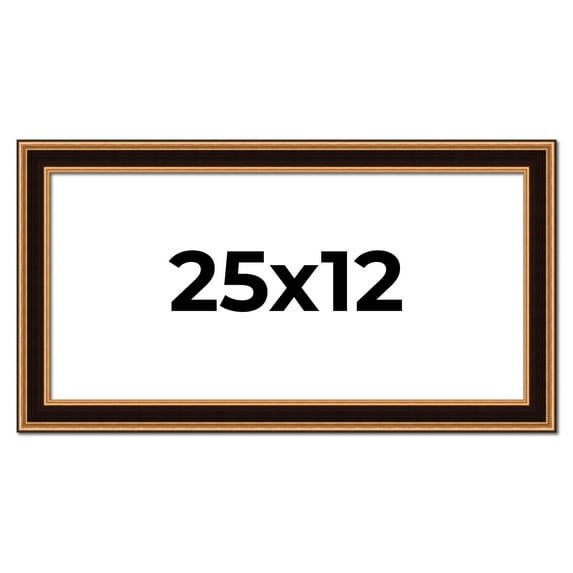 25x12 Frame Gold Brown Plein Air Vintage Solid Wood Picture Frame | 1.75 Inches Moulding Width |