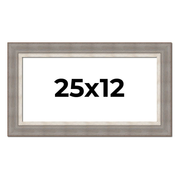 25x12 Frame Grey Real Wood Picture Frame Width 2.75 Inches | Interior Frame Depth 0.5 Inches |