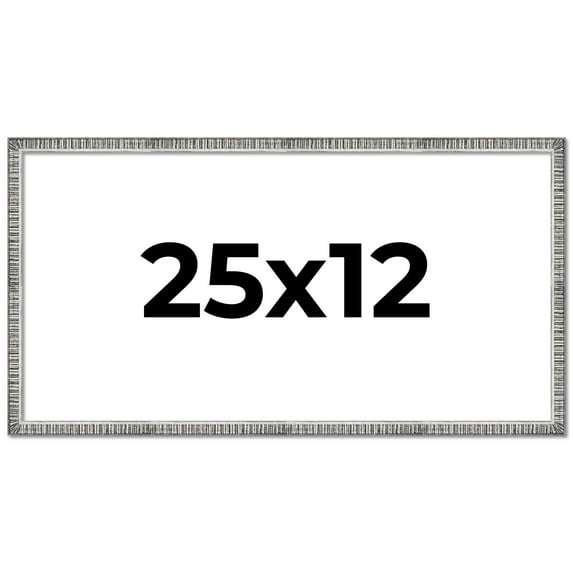 25x12 Frame Silver Grey Distressed Solid Wood Picture Frame | 0.75 Inch Moulding Width | Interior