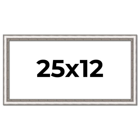 25x12 Frame Silver Real Wood Picture Frame Width 1.25 Inches | Interior Frame Depth 0.5 Inches |