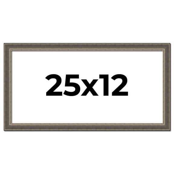 25x12 Frame Silver Real Wood Picture Frame Width 1.25 Inches | Interior Frame Depth 0.5 Inches |