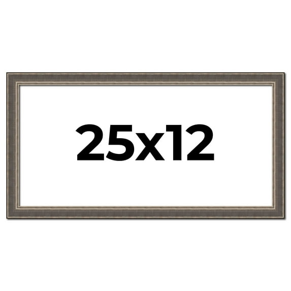 25x12 Frame Silver Real Wood Picture Frame Width 1.25 Inches | Interior Frame Depth 0.5 Inches |