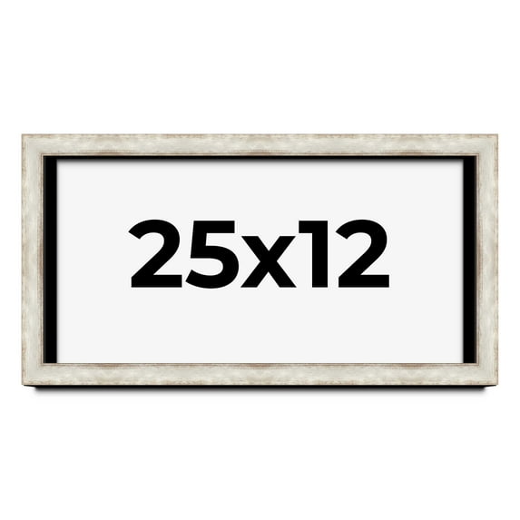 25x12 Shadow Box Frame Silver | 1.625 Inches Deep Real Wood Contemporary Shadowbox Display Frame |
