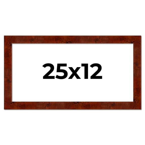 25x12 Walnut Brown Veneer Real Wood Picture Frame Width 1.75 inches | Interior Frame Depth 0.5