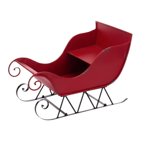 25x13.5x17.5"H Iron Sleigh Outdoor or Indoor, Large Christmas Sleigh Decoration, Santa Sleigh Holiday Decoration for Party Yard Home Fireplace Outside Lawn Office