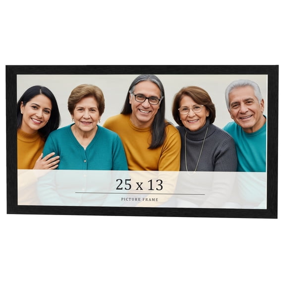 25x13 Frame Black Charcoal Grey Wood Textured Picture Frame | 0.75 Inch Moulding Width | Gunmetal