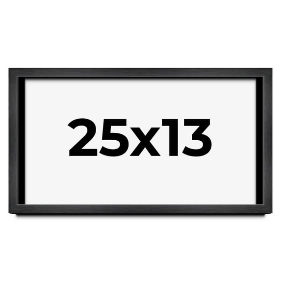 25x13 Frame Black Charcoal Grey Wood Textured Picture Frame | 0.75 Inch Moulding Width | Gunmetal