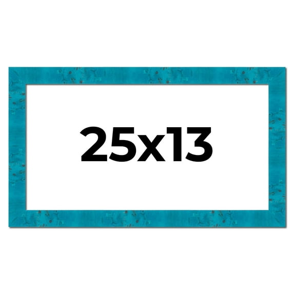 25x13 Frame Blue Teal Burl Wood Picture Frame | 1.75 Inch Moulding Width | Interior Frame Depth 0.5