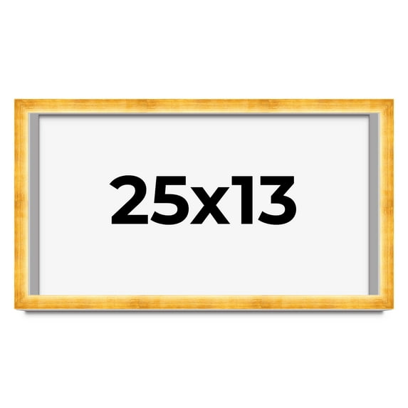 25x13 Shadow Box Frame Gold | 1.625 Inches Deep Real Wood Traditional Shadowbox Display Frame | UV