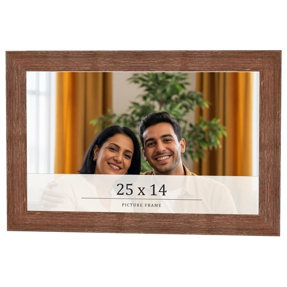 25x14 Frame Brown Farmhouse Solid Wood Picture Frame Width 1.5 Inches | Interior Frame Depth 0.5