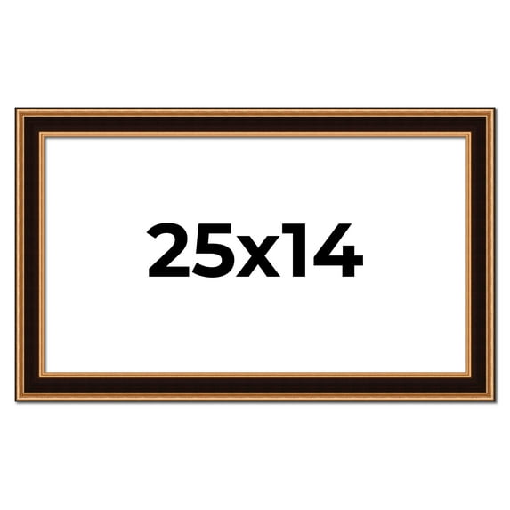 25x14 Frame Gold Brown Plein Air Vintage Solid Wood Picture Frame | 1.75 Inches Moulding Width |