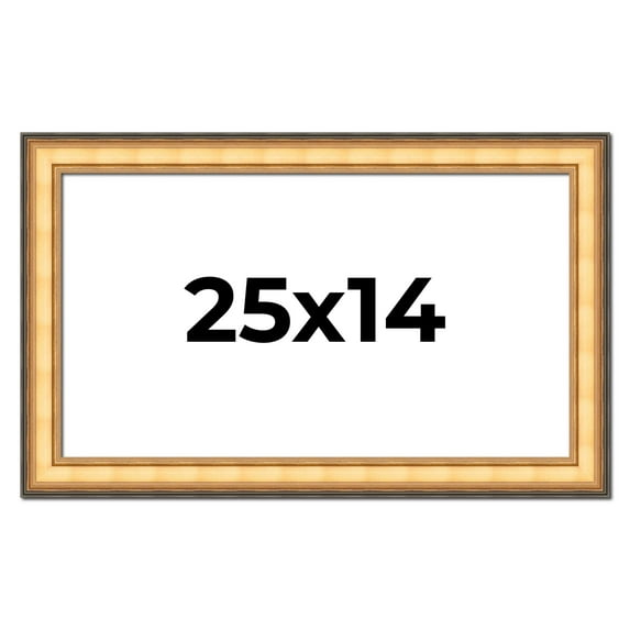 25x14 Frame Gold Plein Aire Solid Wood Picture Frame Width 2 Inches | Interior Frame Depth 0.5
