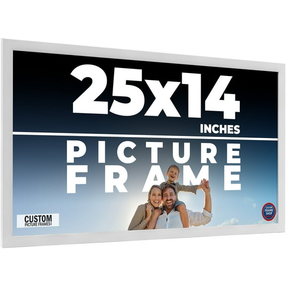 25x14 Frame White Real Wood Picture Frame Width 0.75 inches | Interior Frame Depth 0.5 inches |
