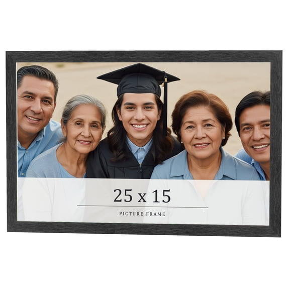 25x15 Frame Black Charcoal Grey Wood Textured Picture Frame | 0.75 Inch Moulding Width | Gunmetal