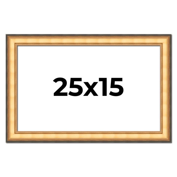 25x15 Frame Gold Plein Aire Solid Wood Picture Frame Width 2 Inches | Interior Frame Depth 0.5