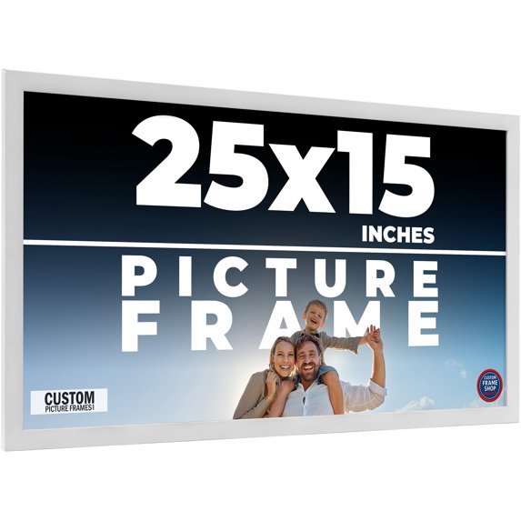 25x15 Frame White Solid Wood Picture Frame Includes UV Acrylic Shatter Guard Front, Acid Free Foam