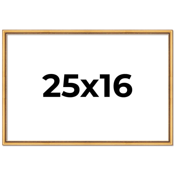 25x16 Frame Beaded Gold Solid Wood Picture Frame | 0.75 Inches Moulding Width | Liscio Oro