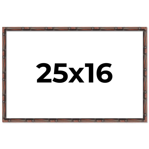 25x16 Frame Brown Bamboo with Dark Coffee/Walnut Finish | Solid Wood Picture Frame Width 0.75