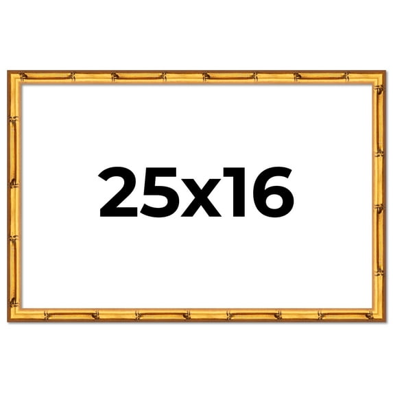 25x16 Frame Gold Bamboo Picture Frame - Complete Modern Photo Frame Includes UV Acrylic Shatter