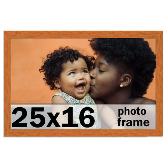 25x16 Frame Honey Pecan Brown Picture Frame - Modern Photo Frame Includes UV Acrylic Shatter Guard