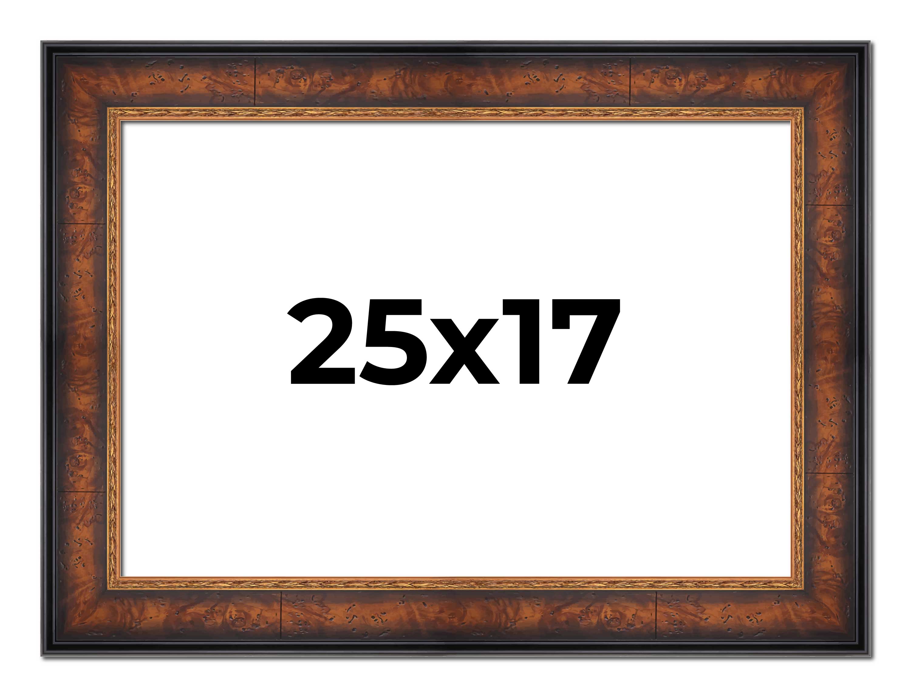 25x17 Frame Brown Walnut Gold Ornate Trim Solid Wood Plein Air Picture ...