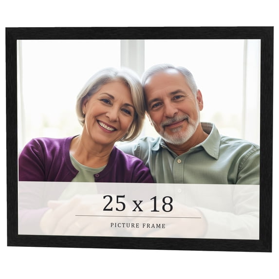 25x18 Frame Black Charcoal Grey Wood Textured Picture Frame | 0.75 Inch Moulding Width | Gunmetal