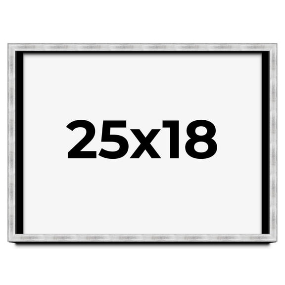 25x18 Frame Brushed Silver Solid Wood Picture Frame | 0.75 Inch Moulding Width | Rabbet Depth 0.75