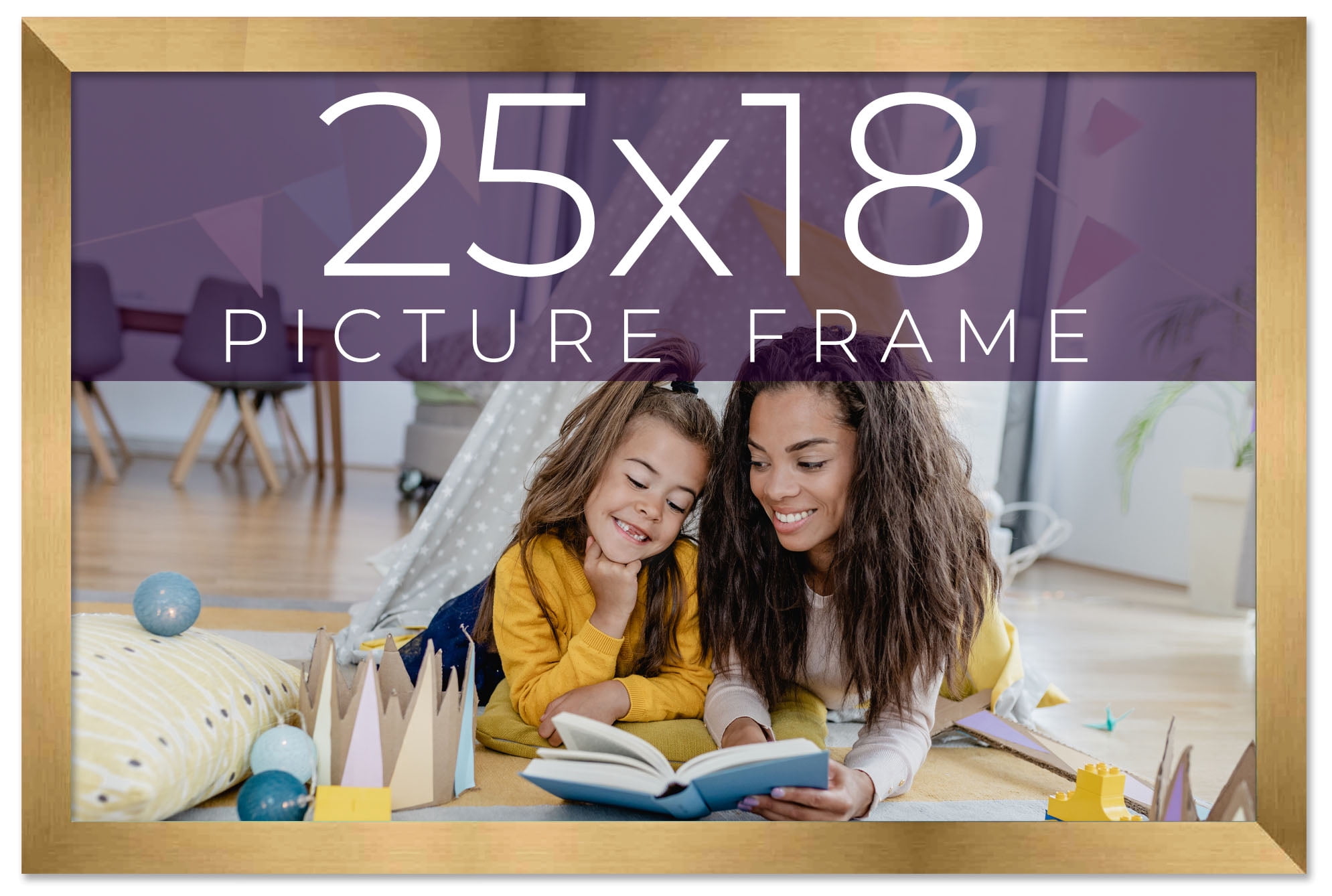 25x18 Frame Gold Bronze Solid Wood Picture Frame Width 0.75 Inches ...