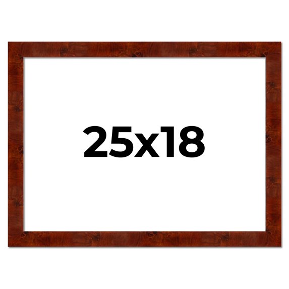 25x18 Walnut Brown Veneer Real Wood Picture Frame Width 1.75 inches | Interior Frame Depth 0.5