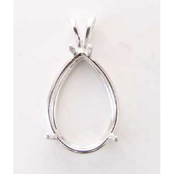25x18mm Pear Shaped Sterling Silver Pendant Setting for Faceted Gemstone or Cabochon - Pack of 1