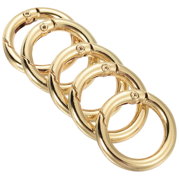 25x18x4mm Round Zinc Alloy Spring Gate O Ring Snap Clip Buckle, Light Gold 5 Pack