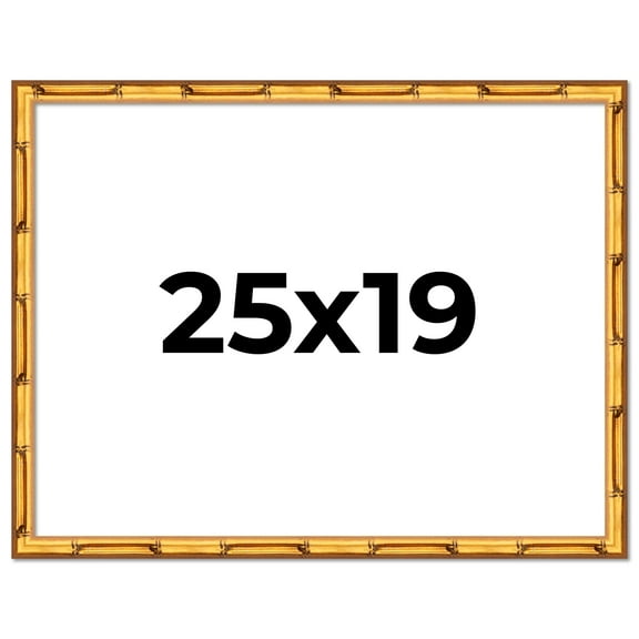 25x19 Frame Gold Bamboo Solid Wood Picture Frame | 1 Inch Moulding Width | Interior Frame Depth