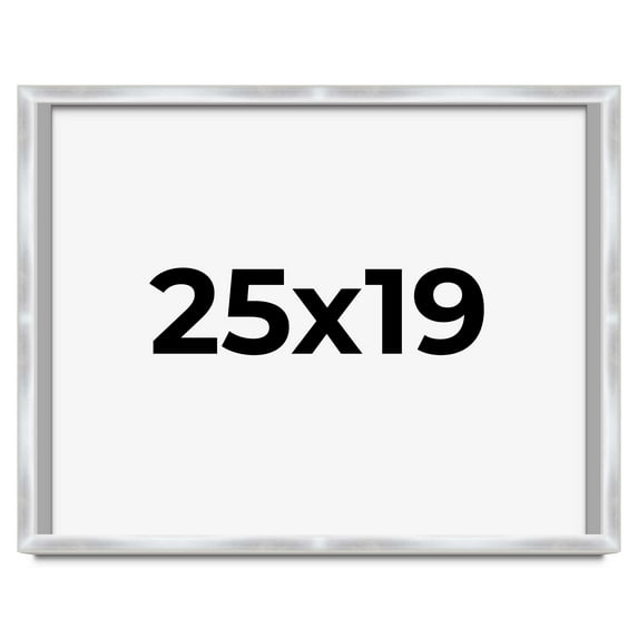25x19 Frame Silver Whitewashed Wood Grain Solid Wood Shadow Box | 0.75 Inch Moulding Width | 0.75