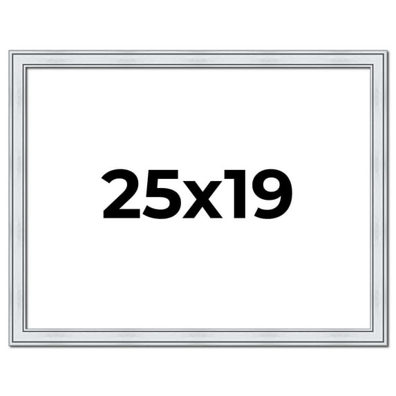 25x19 Frame Sterling Silver Solid Wood Picture Frame | 1.25 Inch Moulding Width | 0.75 Inch