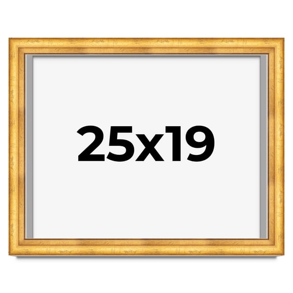 25x19 Shadow Box Frame Gold | 1.75 Inches Deep Real Wood Traditional Shadowbox Display Frame | UV