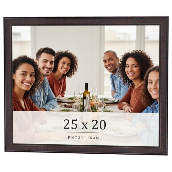 25x20 Rustic Brown Real Wood Picture Frame Width 0.75 inches | Interior Frame Depth 0.5 inches |