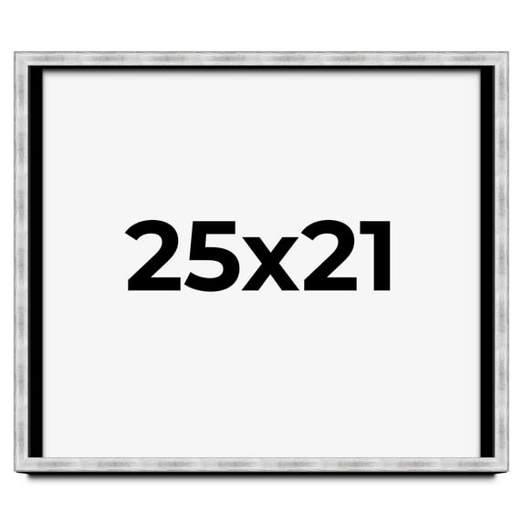 25x21 Frame Brushed Silver Solid Wood Picture Frame | 0.75 Inch Moulding Width | Rabbet Depth 0.75